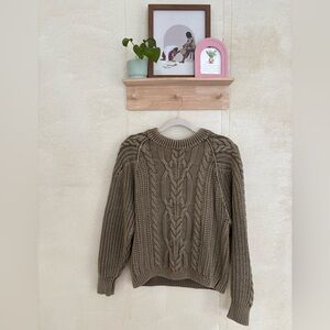 Free People// Frankie Cable Sweater in color Olive